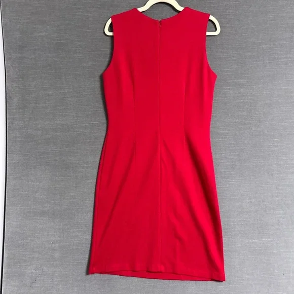 J McLaughlin Dress M Red Sheath Stretch‎ Career Nautical Preppy Classic Office - Picture 3 of 7